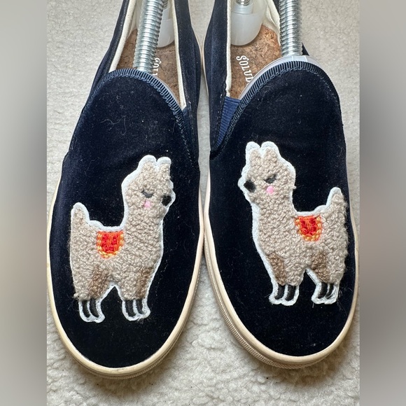 Soludos‎ women’s velvet llama sneaker slide slip-on navy blue white cream 7 - Picture 7 of 10